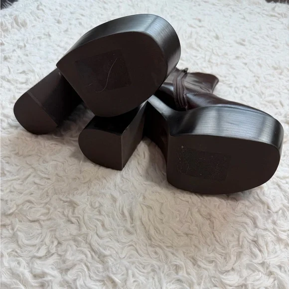 JEFFREY CAMPBELL Mexique Brown burgundy Leather Platform Boots US size 7.5 - Picture 2 of 9